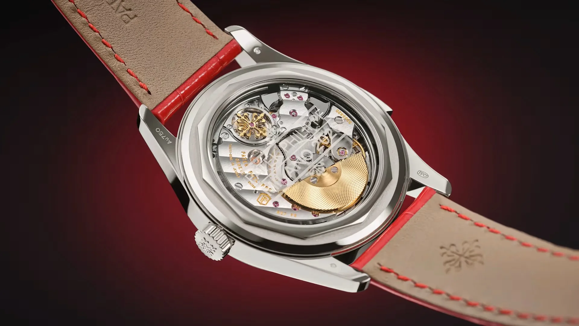 Kaliber R 27 PS durch den Saphirglasboden der Patek Philippe Ref. 7047G-010